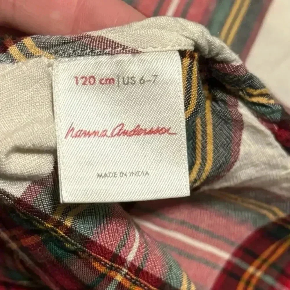 Hanna Andersson‎ Plaid Flannel Peplum Holiday Girls Top Size 6-7